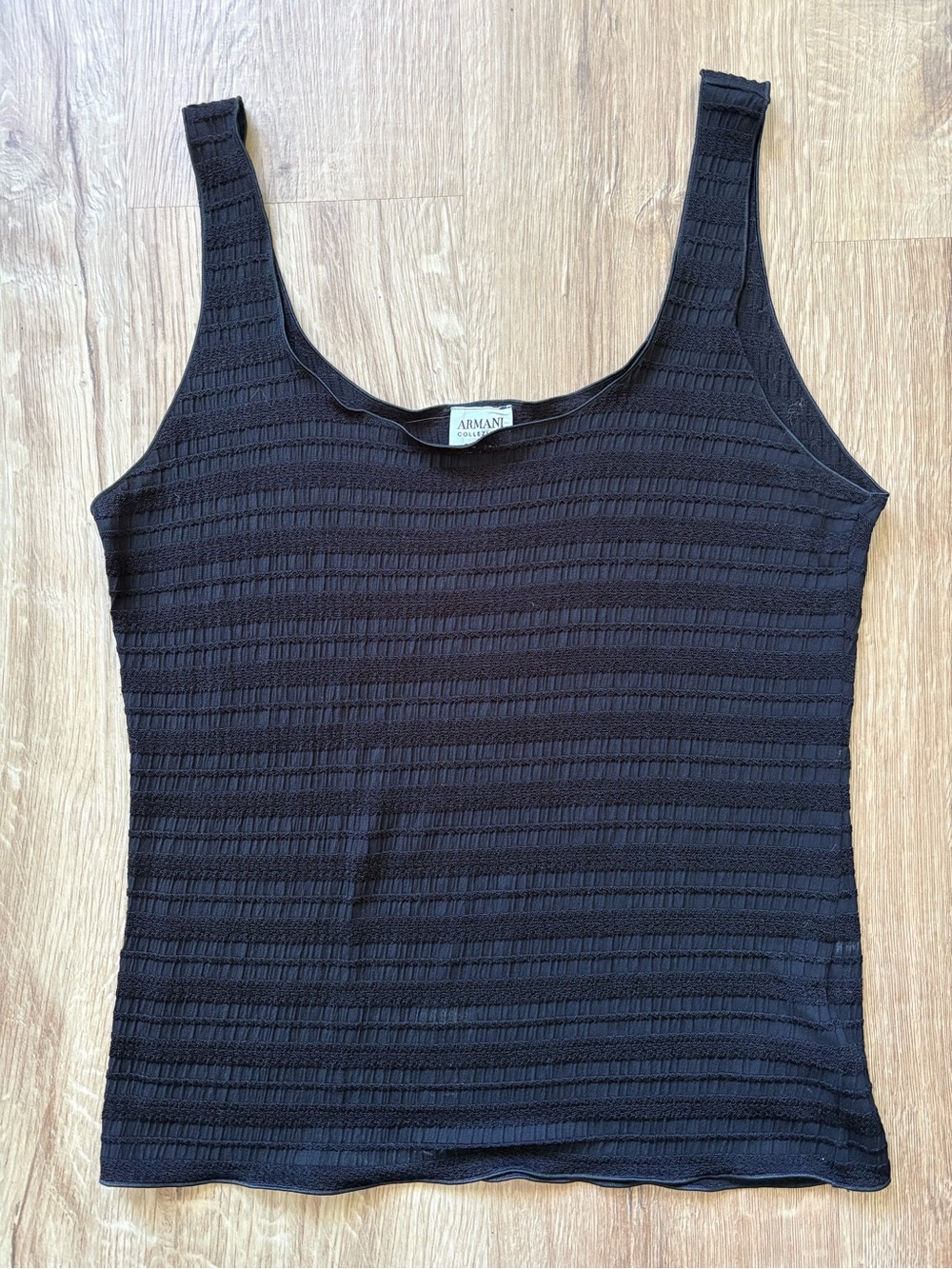 Armani Collezioni Black Ribbed Scoop Neck Tank Top